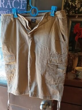 Ring of Fire Men's Tan Capre Shorts with Drawstring Hem
